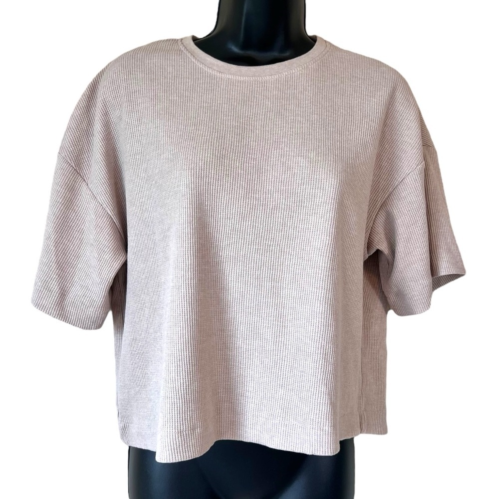 H&M Tan Thermal Cropped Short Sleeve Tee